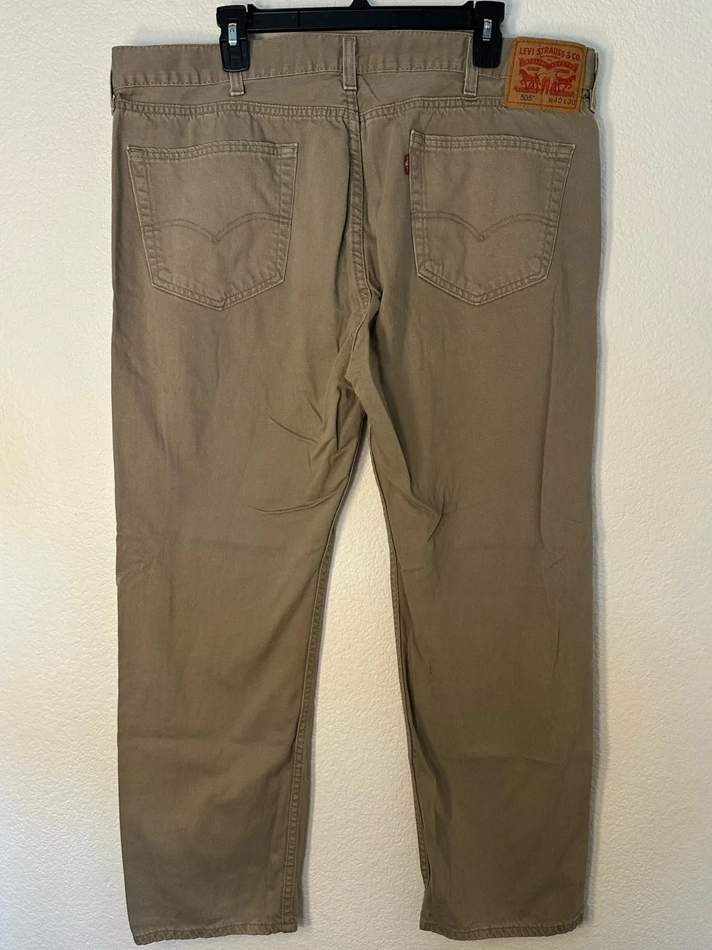 Levi’s 505 Regular Fit Jeans Men’s 40x30 Tan Khaki Straight Leg Denim Pants